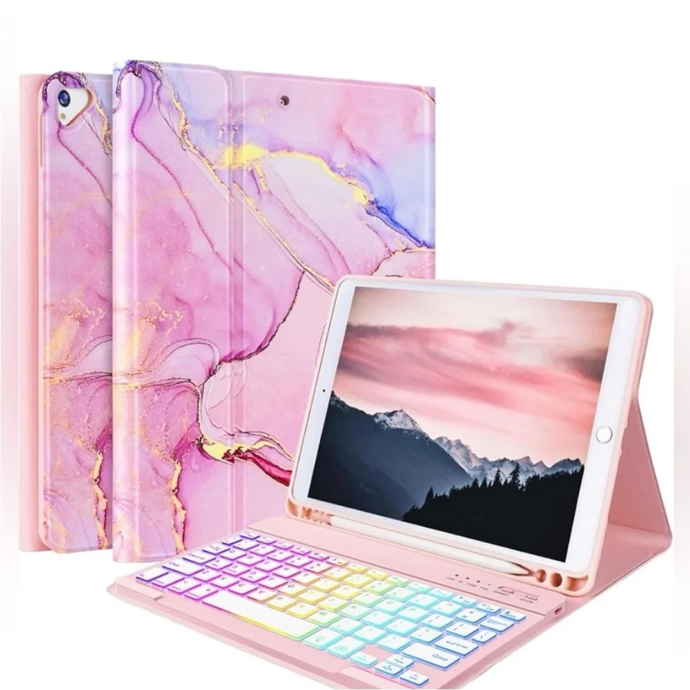 Pink Marble Bluetooth Keyboard Case for 10.5” iPad